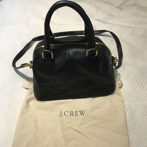 JCREW 100% LEATHER BLACK TOP HANDLE CROSSBODY BAG